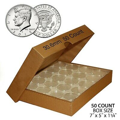 50 Direct Fit Airtight T30 Coin Holders Capsules For Jfk Half Dollar (qty: 50)